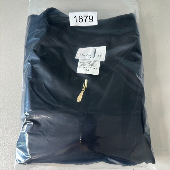 Studio Jax Black Vest Velvet Full Zip Minimalist Y2K Cotton Canada Size 12 - Picture 9 of 9